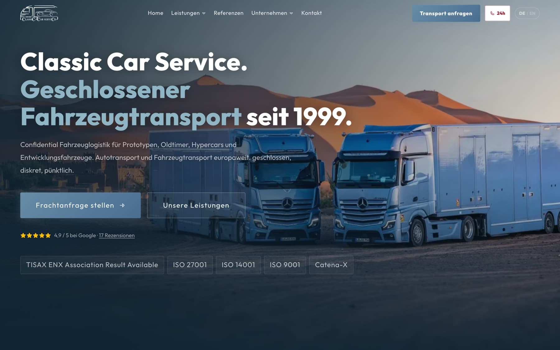 Classic Car Service – eine Münz Media Website
